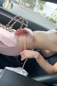 Cute Teen Quinn Showing Tits In A Car