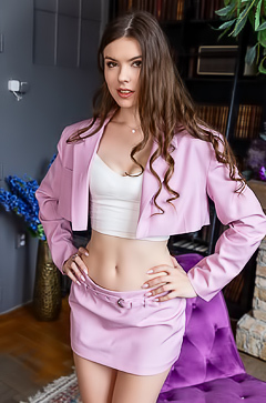 Princess Alice Teasingly Strips To Show Off Her Shaved Pussy And Big Boobs