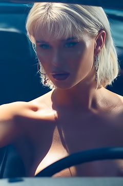 Amalie Commandeers The Classic Car In Lingerie Unveiling Her Reign