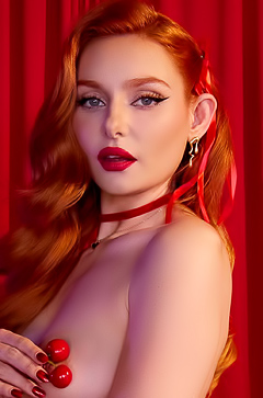 Lacy Lennon Drapes in Heart-Shaped Lace, Halo Crowned in Hypnotic Velvet Glow