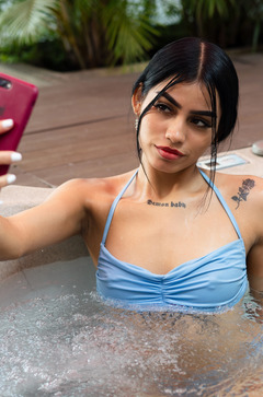 Stunning Brunette Sofia Shows Tattoo